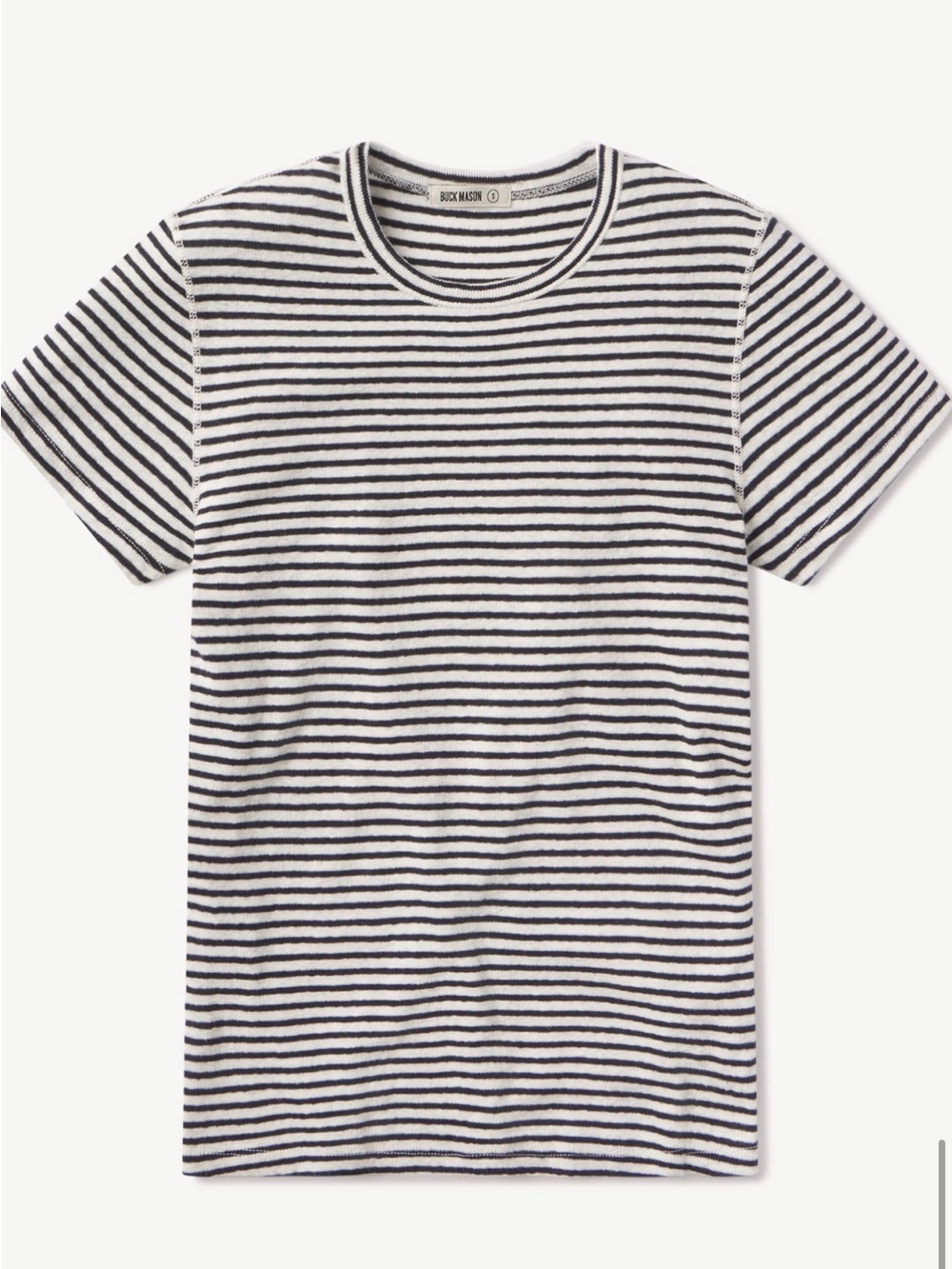 Buck Mason Navy & White Striped Short-Sleeve Crewneck Tee